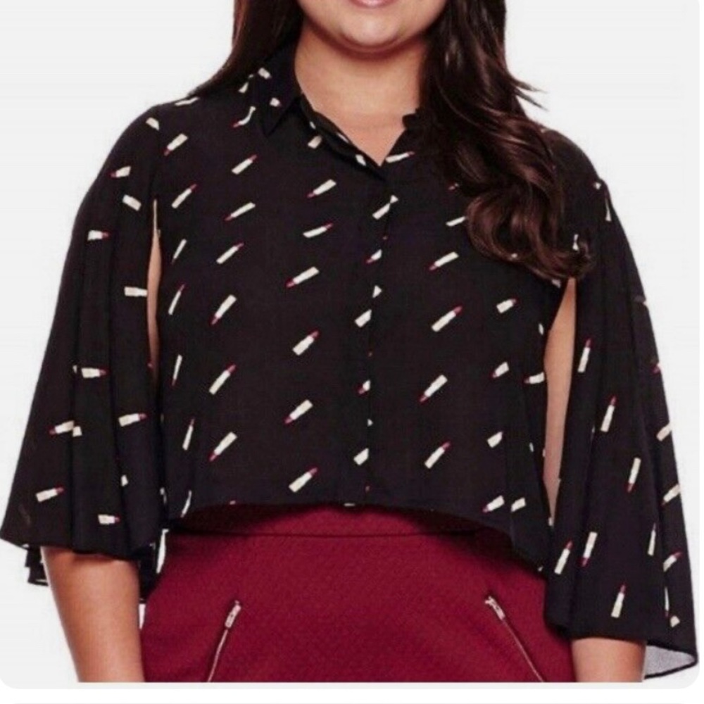 Ashley Nell Tipton for Boutique+ Lipstick Print Top | Size 3x